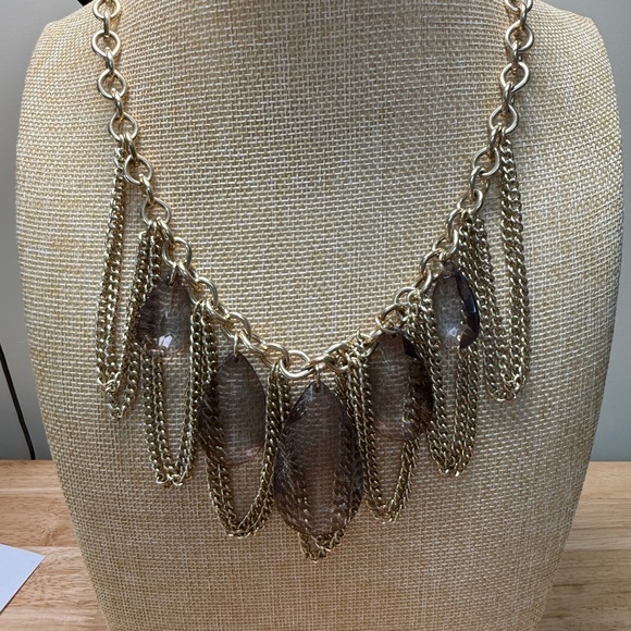 Banana Republic Gold and Crystal Look Statement Necklace - Picture 4 of 10